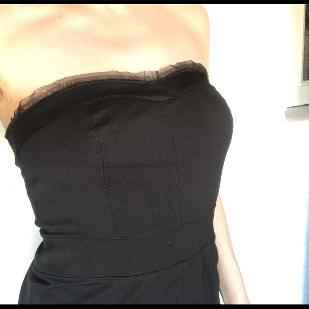 Strapless Top with Tulle Hem
